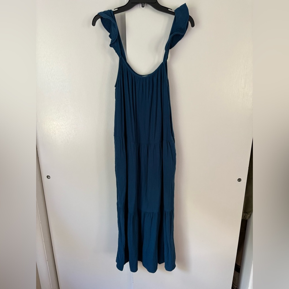 J. Crew Teal Maxi Dress with Ruffle Straps